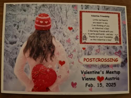 Valentine's Day postcard with a girl and a heart