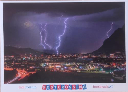 AUGUST 27, 2011 - A postcard printed in the USA shows a flash of lightning.