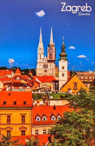 Zagreb skyline with Zagreb Cathedral. Zagreb is the capital and largest city of Croatia.