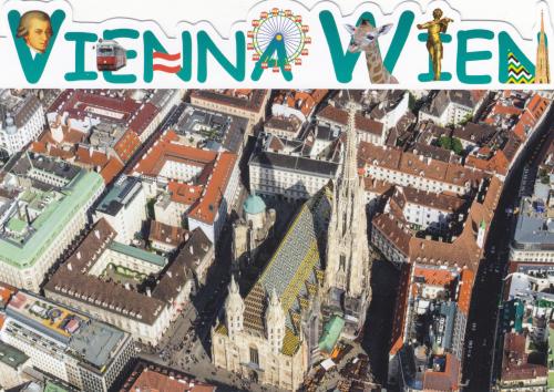 Aerial view of Vienna, Austria with the famous Hohensalzburg Cathedral.