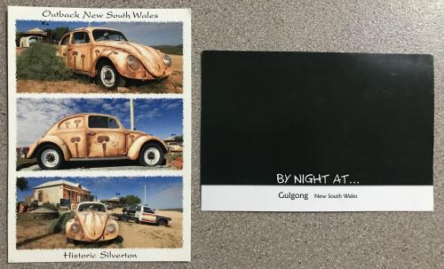 A postcard printed in San Jose, CA shows a vintage car.