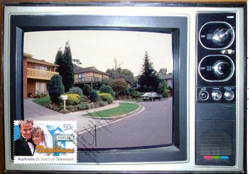 Vintage television set on the wall of a house, Vancouver, Canada