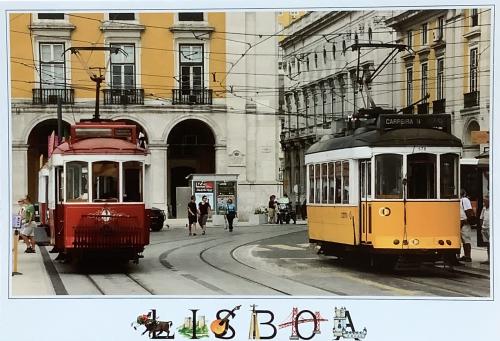 Vintage tram in Lisbon, Portugal.