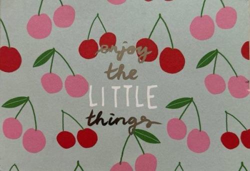 Card with cherries and lettering - I love the little things