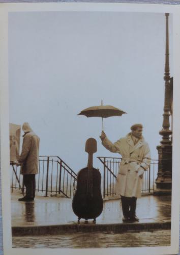 USSR - CIRCA 1970s: An antique photo shows image of a man with an umbrella