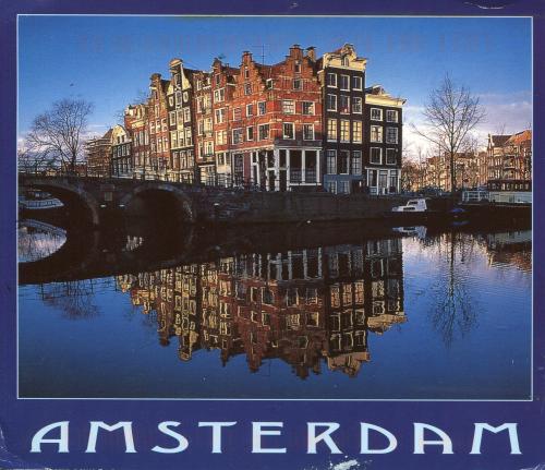 A postcard printed in Amsterdam shows image of Amsterdam canals, circa 1987
