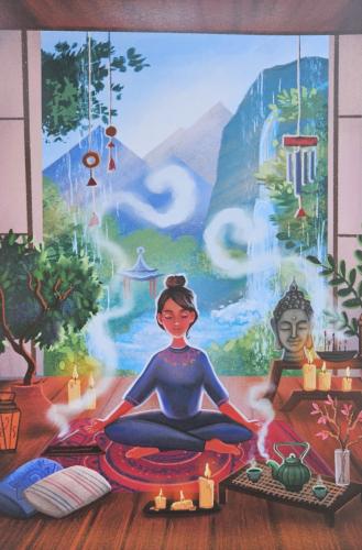 Traditional Thai painting on the wall of the temple.