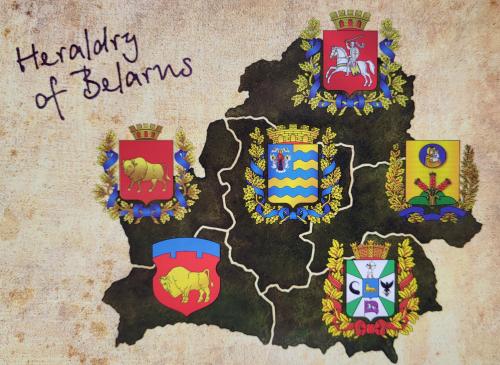 map of holland with flags and coat of arms on old paper