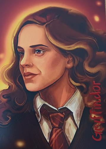 Art painting Oil color portrait of a beautiful woman with long hair.