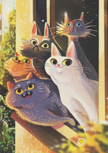 Cats and cats in the window. Cats and kittens in the window.