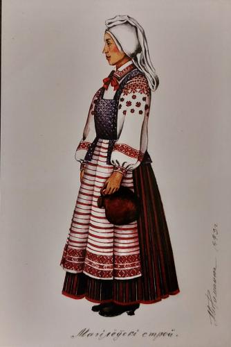 Russian woman in national dress, embroidery and embroidery