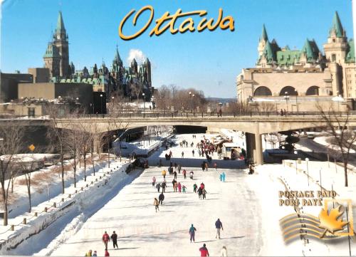 People ice skating in Ottawa, Canada