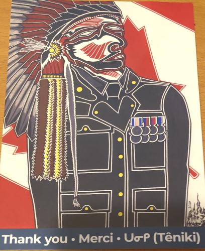 Native american indian headdress with red arrow on the side