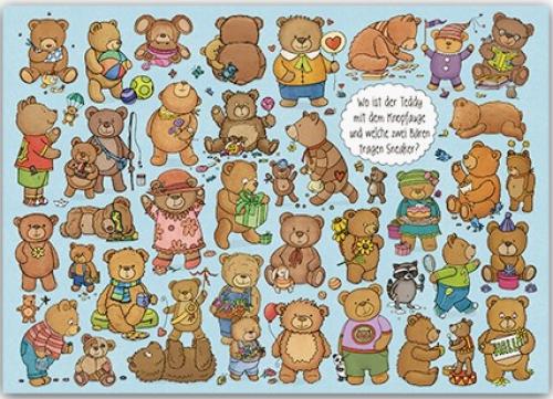 Illustration of a collection of cute cartoon teddy bears - vector