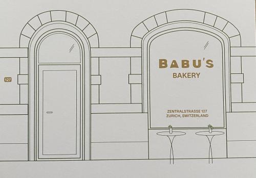 Illustration of a simple entrance to a building in the style of engraving