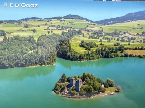 Aerial view of Lake Lago di Lucerne, Italy