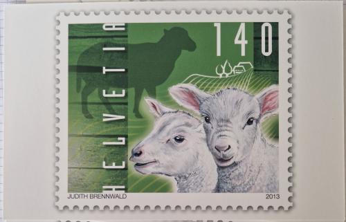 Cancelled postage stamp printed by Netherlands, that shows lamb, circa 1994.