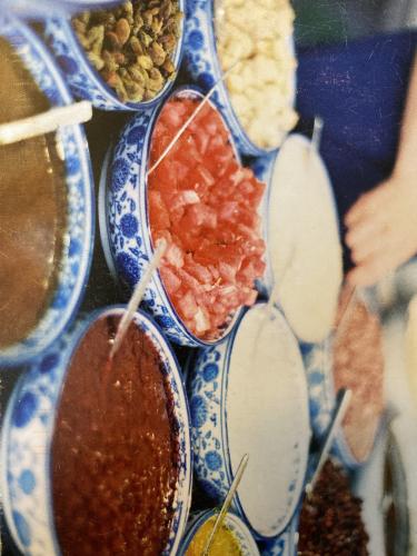 Spices and herbs on a market stall in Istanbul, Turkey.
