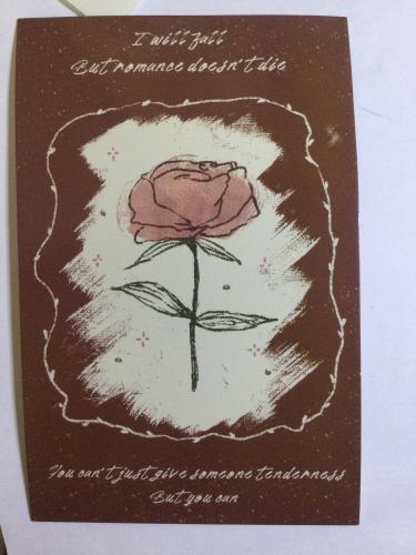 Hand-drawn red rose on a brown background. Wedding invitation.
