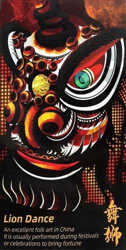 Chinese New Year Flyer design with traditional Chinese elements on the background