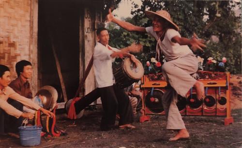 Unidentified people play the drums and sing in Cartagena, Colombia.