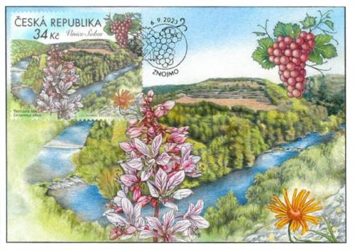 A stamp printed in Russia shows image of a vineyard, circa 1988.