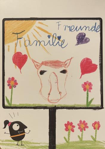 Valentine's Day card with a picture of a horse and flowers