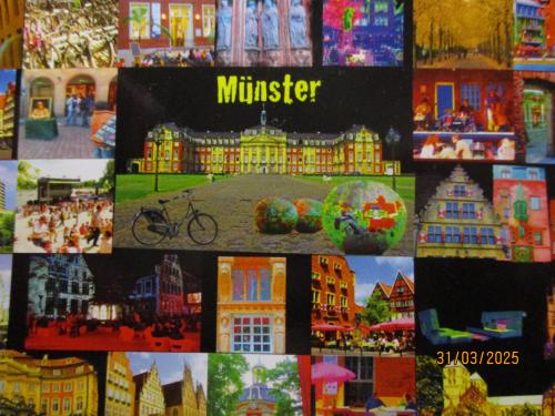 Multicolored postcards of the city.