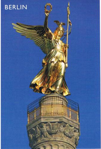 A postcard printed in Berlin shows the statue of Alexander II, circa 1989.