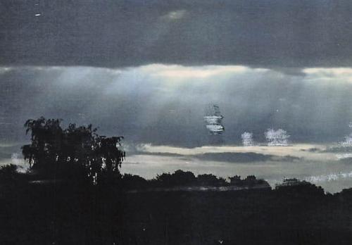 Watercolor painting on canvas of seascape with a ship in the ocean
