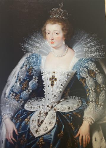 Portrait of Queen Elizabeth II in the interior of Hermitage, London.