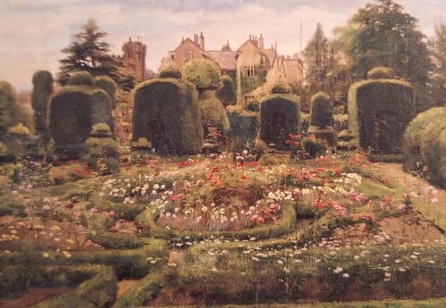 Painting of a beautiful English garden.