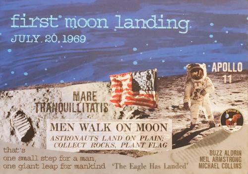 USSR - CIRCA 1980s: A postcard printed in the USSR shows the astronaut on the moon, circa 1980s.