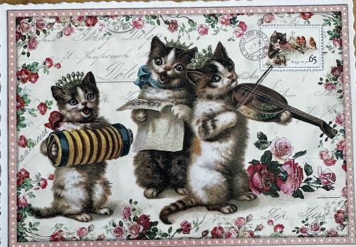 Ukrainian folk embroidery with a group of kittens.