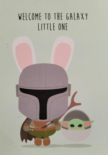 Cute cartoon robot with bunny ears. Hand-drawn illustration.