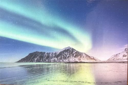 Northern lights (Aurora borealis) over Lofoten islands, Norway.