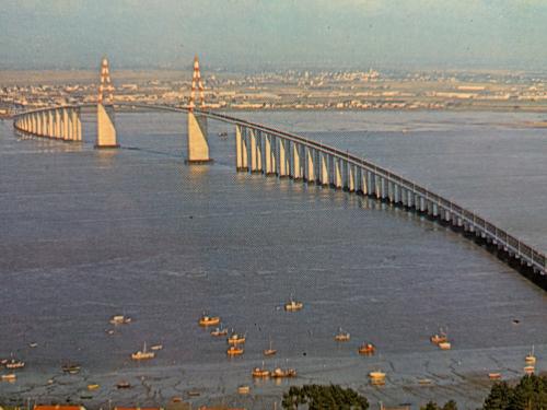 Cable-stayed bridge across the Tagus river in Lisbon, Portugal