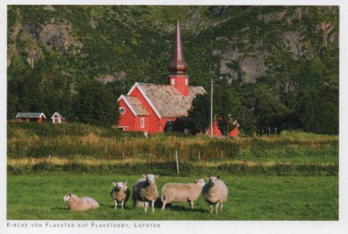 USSR - CIRCA 1968: A postcard printed in the USSR shows image of the church and sheep, circa 1968