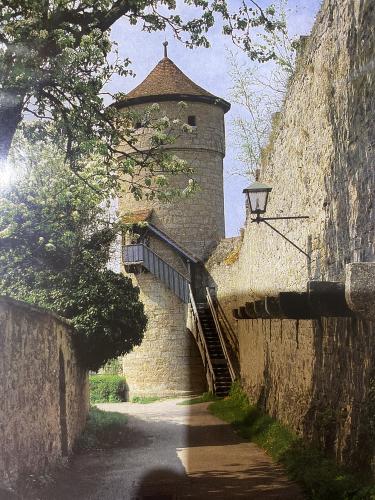 Digital painting of medieval tower in the old town of Carcassonne, France