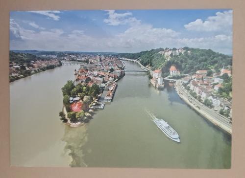 Aerial view of Vltava river in Prague, Czech Republic