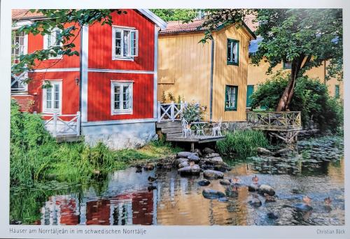 A postcard printed in Stockholm shows the architecture of Stockholm, Sweden circa June 2016.