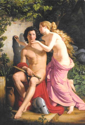 Painting of a pair of lovers on the wall of a church