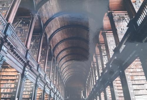 Old bookshelf in the old library of London, England.