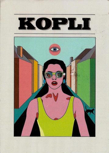 A postcard printed in Kolobrzeg shows a portrait of a girl with glasses.