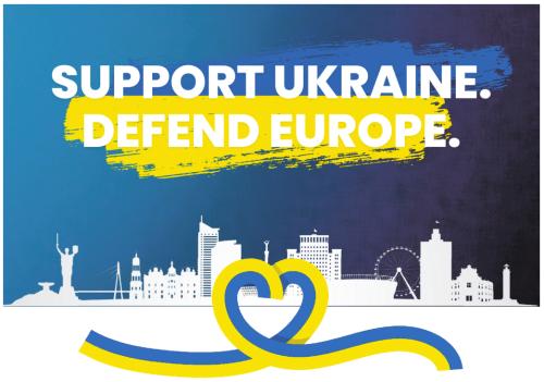 Support Ukraine - text on blue background with Ukrainian flag. Vector illustration. Support Ukraine - text on blue background with Ukrainian flag. Vector illustration.