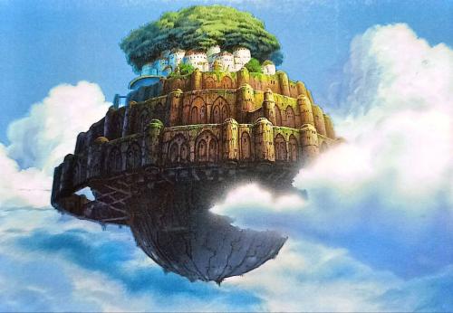 3d illustration of a fantasy island in the middle of the clouds