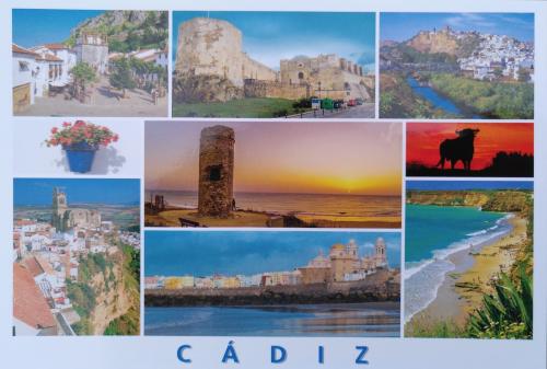 Collage of photos from the touristic town of Cadiz