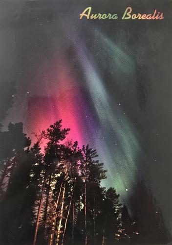 Aurora borealis in the night sky. Illustration.