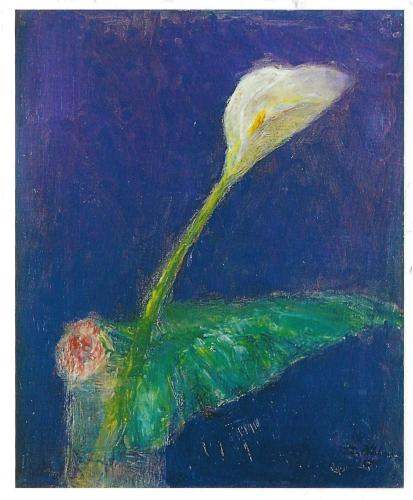 Original oil painting of calla lily flower on a canvas.