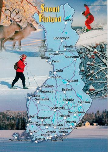 A stamp printed in Sumy shows image of a Christmas map, circa 2015.